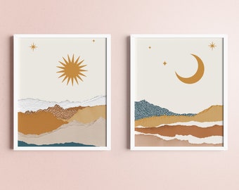 Sun And Moon Wall Art Etsy