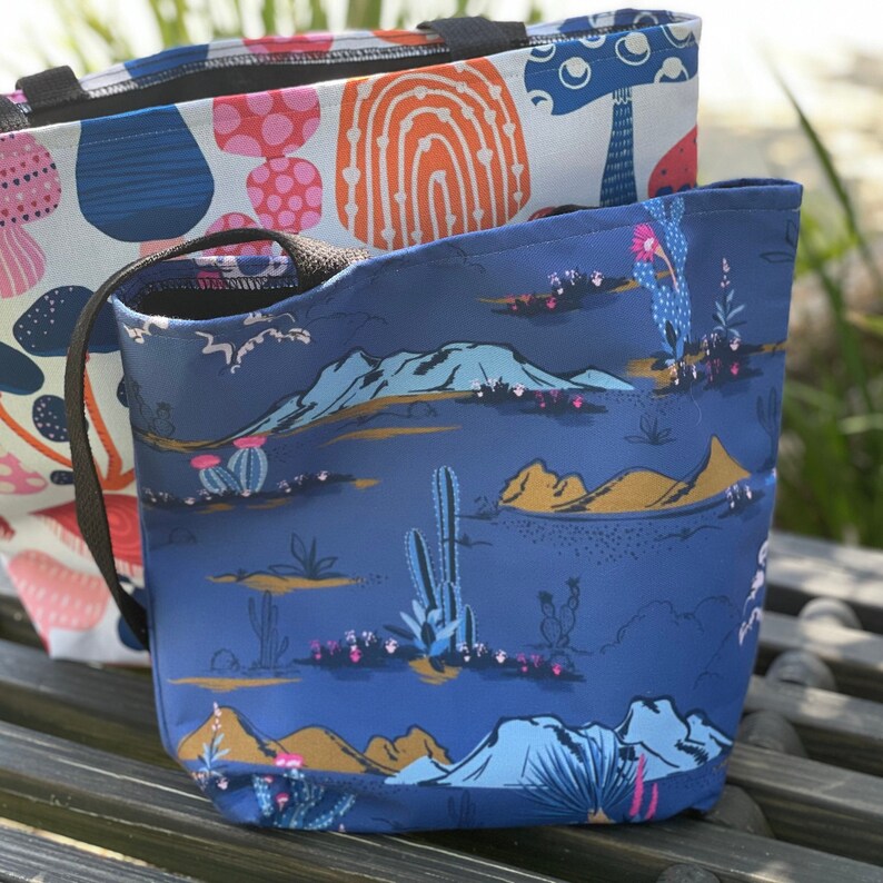 Cactus Desert Landscape all over print pretty tote bag for desert cactus lovers grocery bag multiple sizes