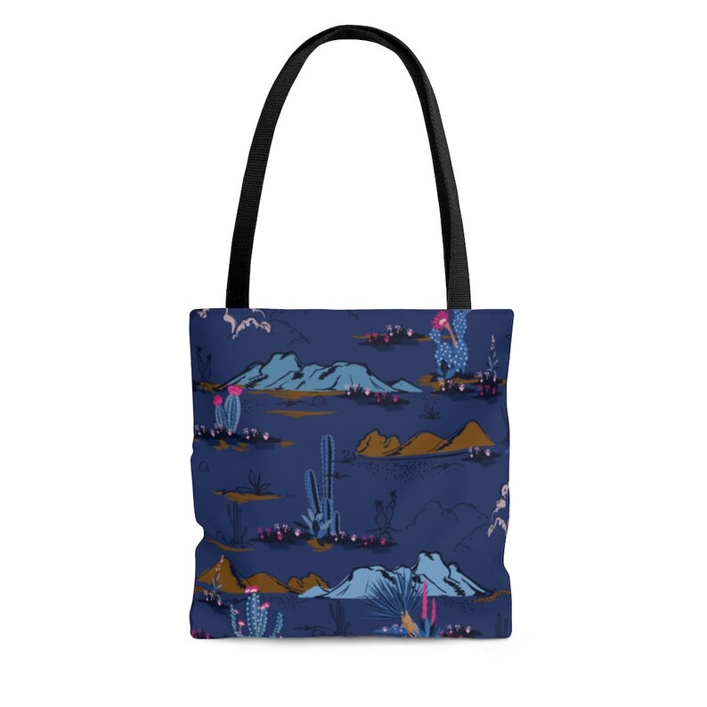 Cactus Desert Landscape all over print pretty tote bag for desert cactus lovers grocery bag multiple sizes