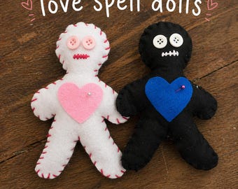 Love Spell Voodoo Doll Gift, w Personalized Custom Name, Poppet Dolls, Handmade Felt Doll, Unique Gift, VooDoo Love Spell Doll