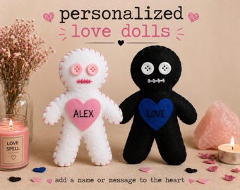 Personalized Love Voodoo Doll Gift, Custom Name Heart, Funny Obsession Doll, Handmade Felt Doll, Unique Gift for Crush, Partner or Friend