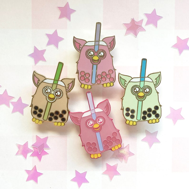 Furboba Tea Enamel Pins Cursed Furby Bubble Boba Tea Milk Etsy UK