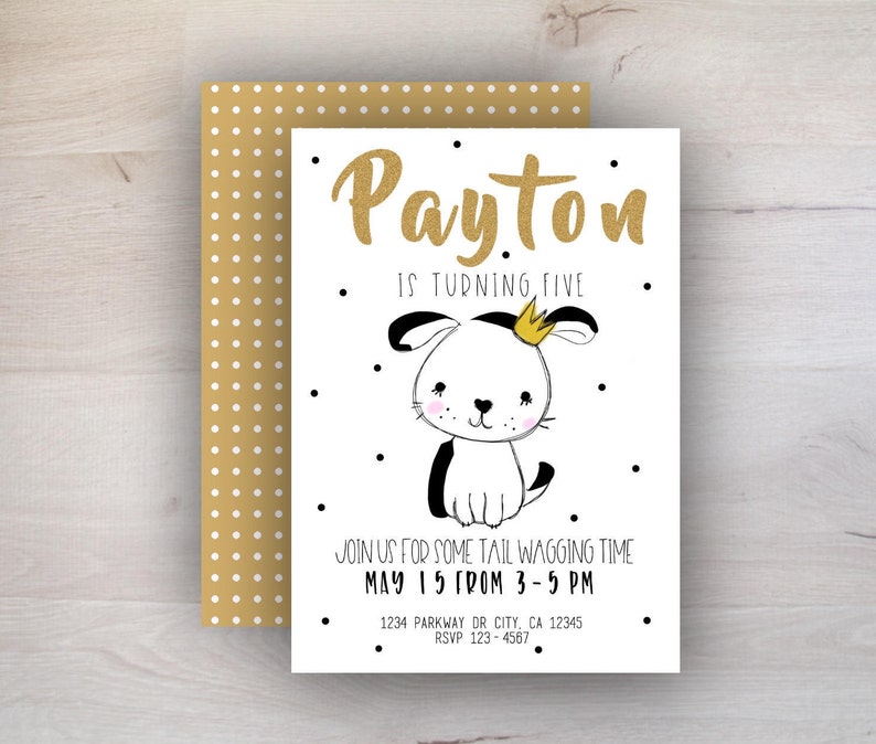 Puppy Invitation Dog Invitation Birthday Invitation Queen Etsy