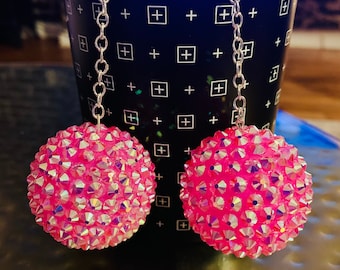 Pink Disco Ball Earrings