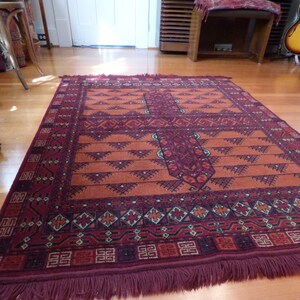 4 X 6 Hand Knotted Wool Tribal Carpet from Afghanistan / Vintage Rugs / Area Rugs / Oriental Rugs zdjęcie 4