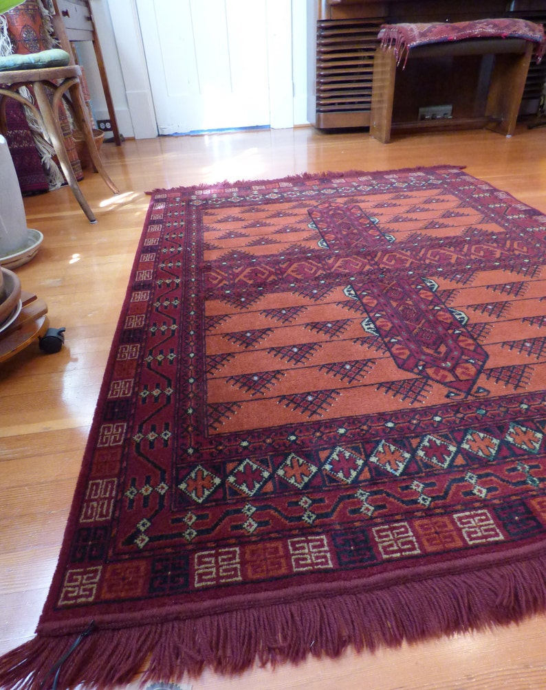 4 X 6 Hand Knotted Wool Tribal Carpet from Afghanistan / Vintage Rugs / Area Rugs / Oriental Rugs zdjęcie 8