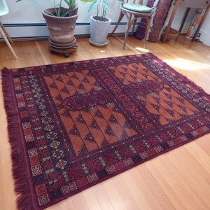 4 X 6 Hand Knotted Wool Tribal Carpet from Afghanistan / Vintage Rugs / Area Rugs / Oriental Rugs zdjęcie 3