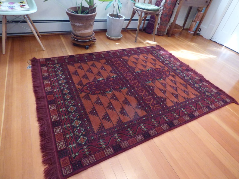 4 X 6 Hand Knotted Wool Tribal Carpet from Afghanistan / Vintage Rugs / Area Rugs / Oriental Rugs image 3