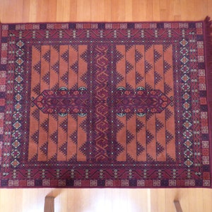 4 X 6 Hand Knotted Wool Tribal Carpet from Afghanistan / Vintage Rugs / Area Rugs / Oriental Rugs zdjęcie 6