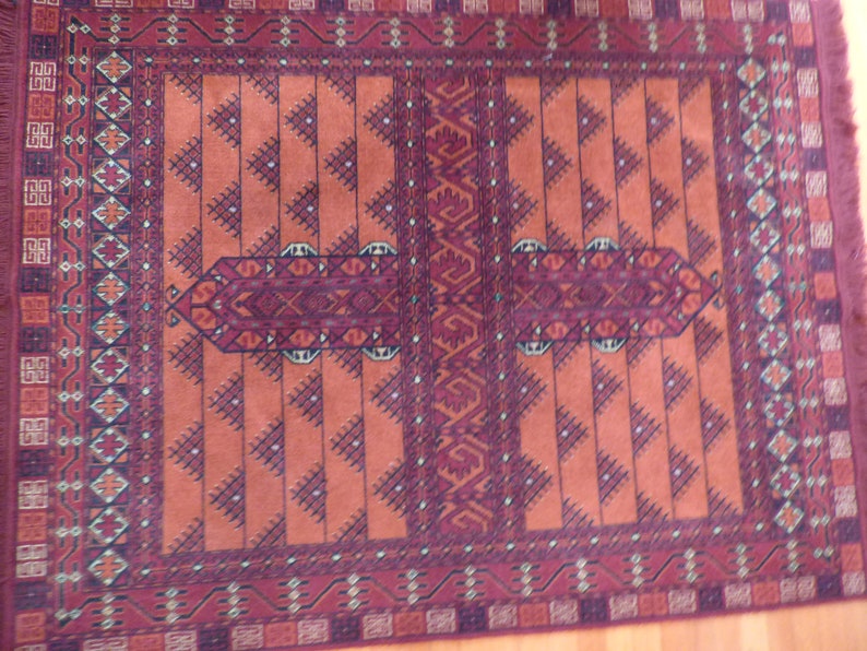 4 X 6 Hand Knotted Wool Tribal Carpet from Afghanistan / Vintage Rugs / Area Rugs / Oriental Rugs zdjęcie 5