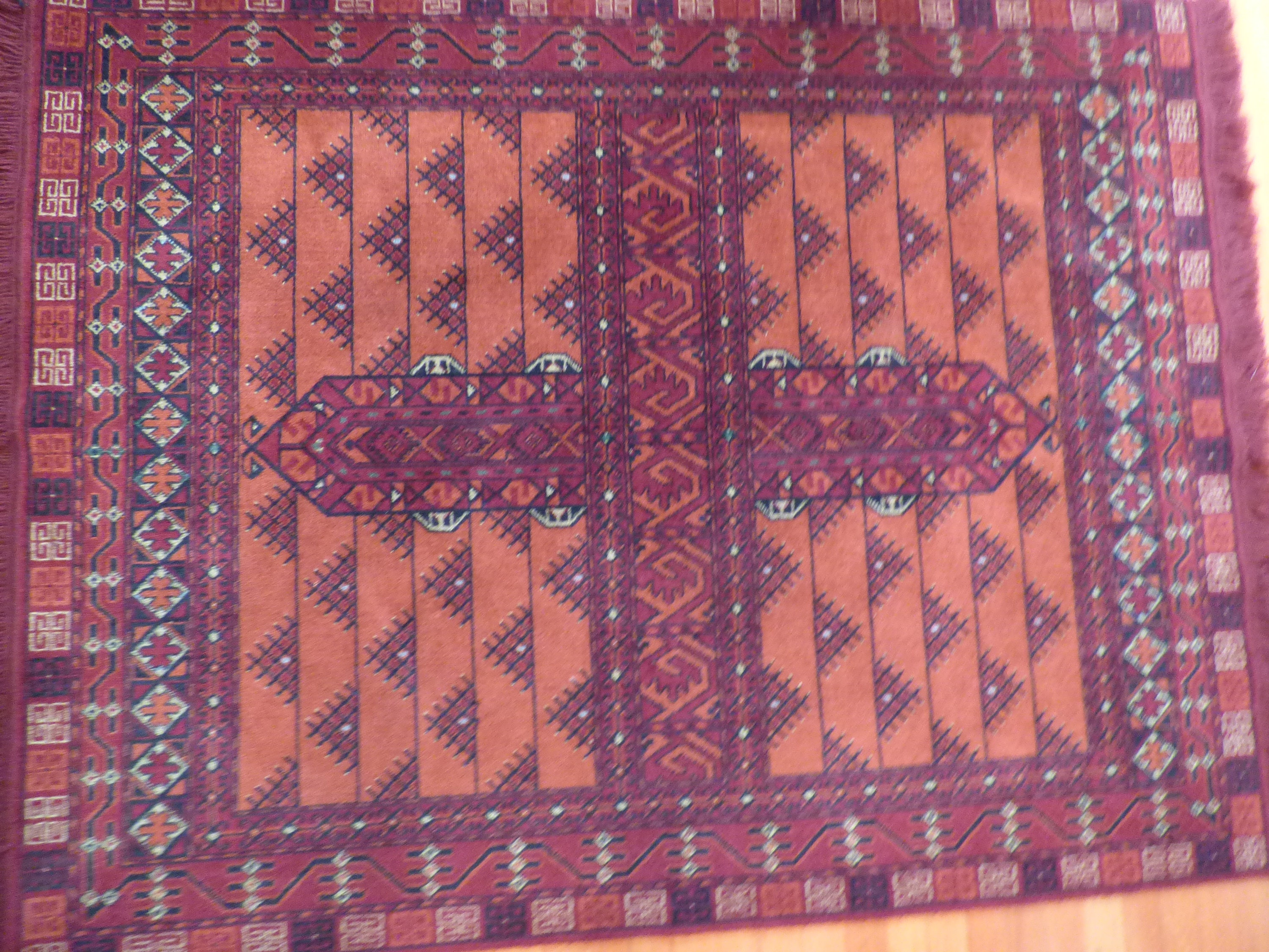 Sold at Auction: Hand Knotted Afghan Rug 2.5x4.5 ft #4687