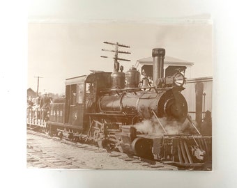 Large Sepia Tone Railroad Photograph Vintage Train Photography