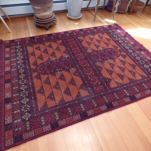 4 X 6 Hand Knotted Wool Tribal Carpet from Afghanistan / Vintage Rugs / Area Rugs / Oriental Rugs image 7