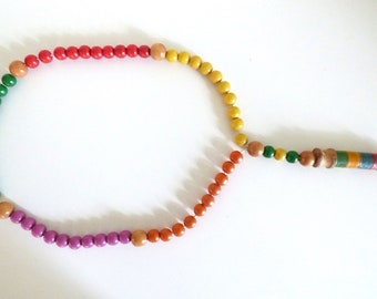 Colorful Multicolored Vintage Wooden Prayer Beads