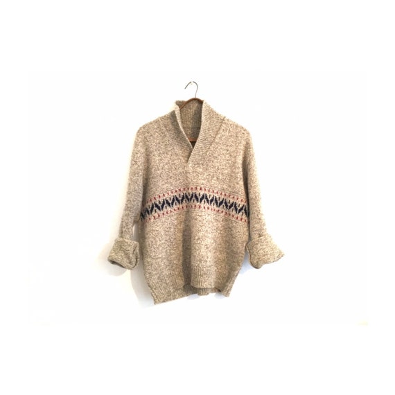 Vintage Wool Shawl Collar Men’s Sweater | Natural