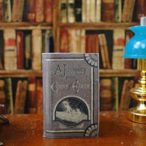 Journey to the Center of the Earth by Jules Verne, 1864, 1:12 scale dollhouse miniature vintage printed opening book.
