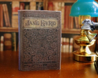 Jane Eyre by Charlotte Bronte, 1847/86, 1:12 scale dollhouse miniature vintage printed opening book dollhouse miniature.