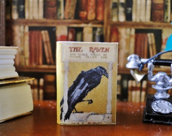 The Raven and Other Poems by Edgar Allan Poe, 1843-45/1910, 1:12 scale dollhouse miniature vintage printed opening book.