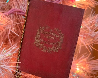 Miniature Christmas Tree Ornament Custom Vintage Printed Opening Book