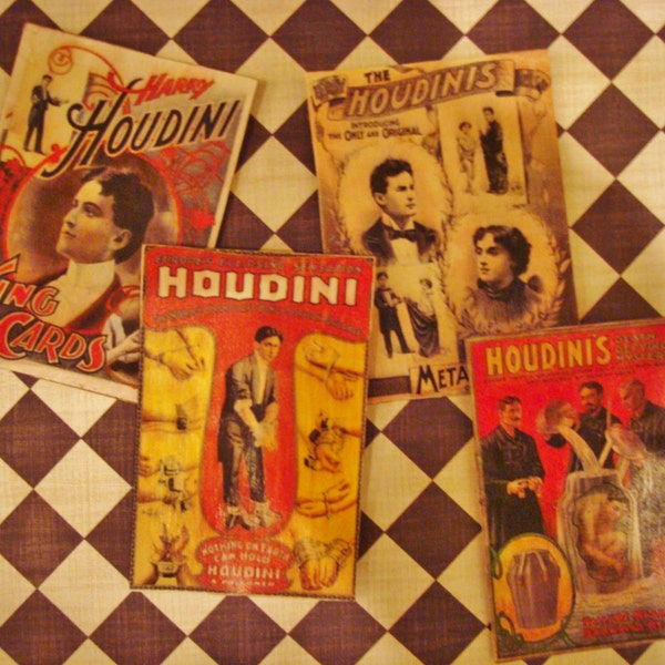 Harry Houdini vintage magic magician posters 1:12 scale dollhouse miniature, 1895-1908.