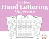 Hand Lettering Uppercase Worksheets for Beginners, Modern Calligraphy Practice Sheets, Alphabet, Instant Download, Printable, Procreate App