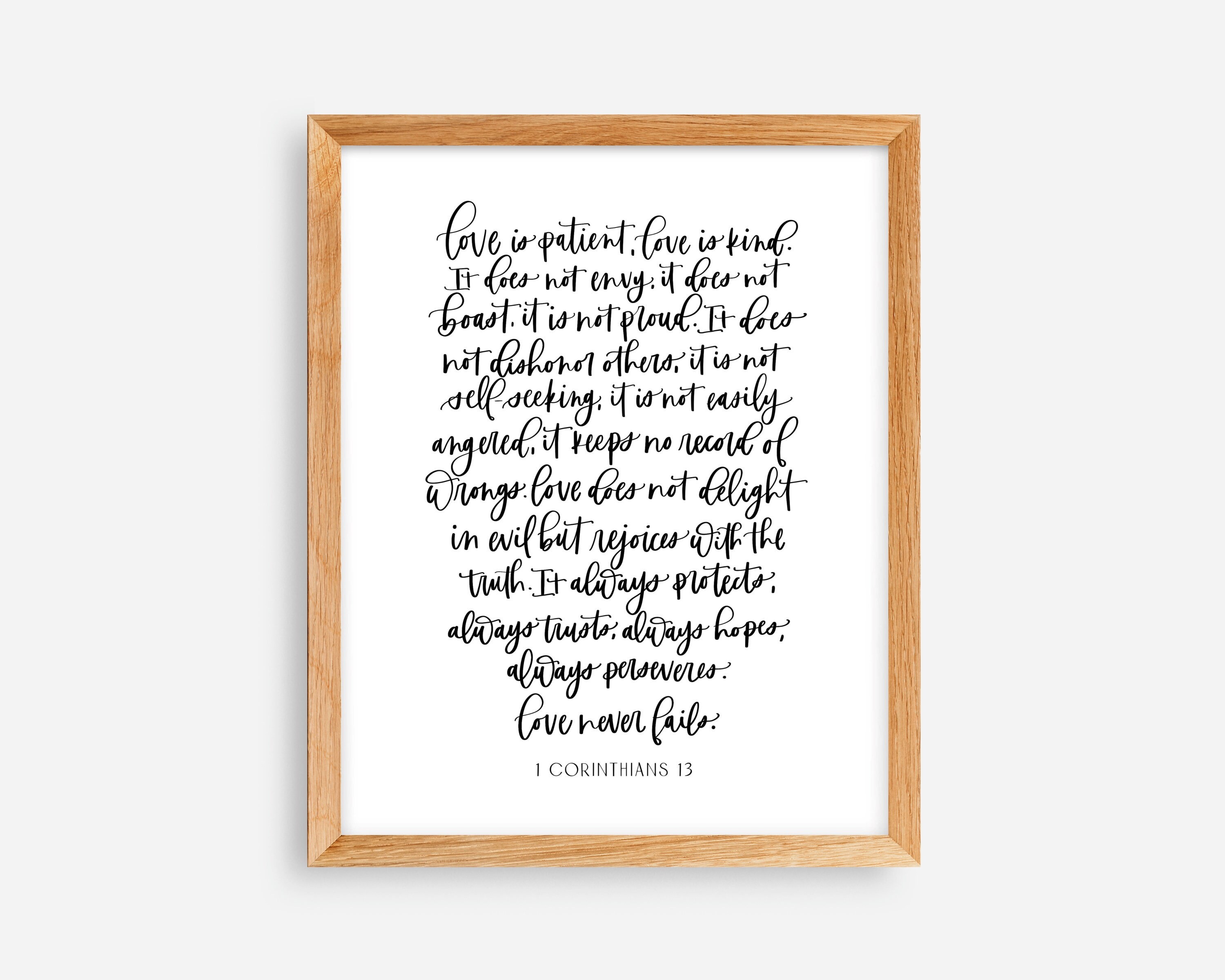 1 Corinthians 13 Wall Art Print Sign Calligraphy Quote - Etsy
