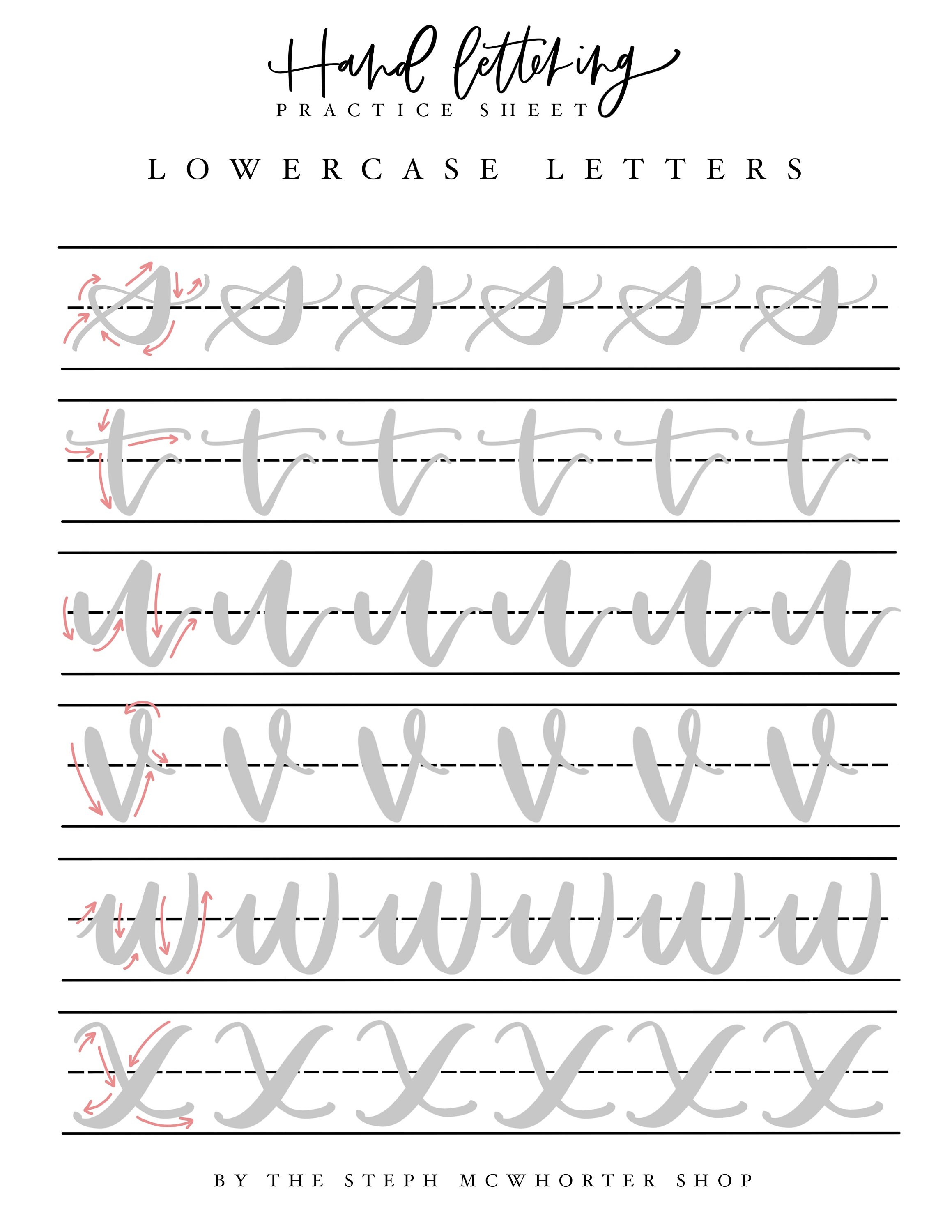 Basic Hand Lettering Practice Sheets Bundle Hand Lettering Practice Sheets, Worksheet for Beginners ...