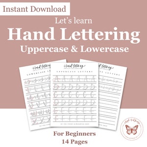 Bundle Hand Lettering Practice Sheets, Worksheet for Beginners, Uppercase and Lowercase, Learn Lettering, Digital Download, Procreate