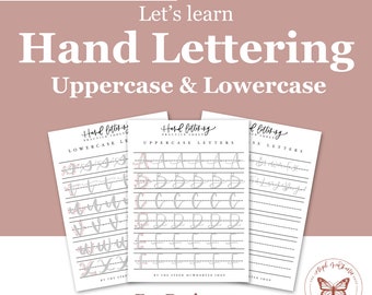 Bundle Hand Lettering Practice Sheets, Worksheet for Beginners, Uppercase and Lowercase, Learn Lettering, Digital Download, Procreate