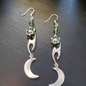 Kitty over the moon earrings