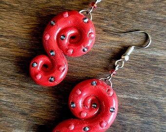 Red Tentacle earrings