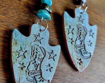 Leather arrowhead earrings