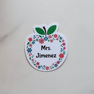 Personalized Name Vinyl Sticker - Apple Flower Design | Teacher Appreciation Gift | Contour Cut, Glossy Vinyl