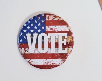 Vote Pinback Button | Political Campaign Button | 2.25" or 3" Round Buttons | Style B