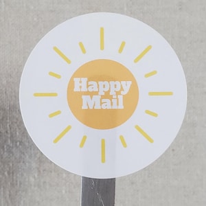 Happy Mail Round Stickers, Envelope Seals, Packaging Stickers,  2&quot; Circle Stickers | Set of 12