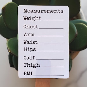 Body Measurement Tracker Stickers for Planners, Journals and Agendas | Fitness Exercise Stickers | Matte Finish