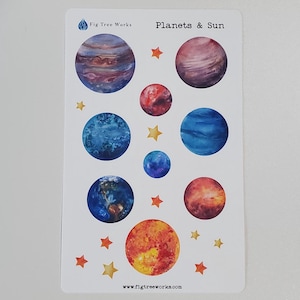 Planets Sticker Sheet | Space Stickers for Planner and Journal Stickers | Decoration Stickers | Matte Finish