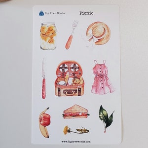 Picnic Sticker Sheet | Planner and Journal Decoration Stickers | Matte Finish