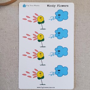 Windy Flowers Sticker Sheet for Planners and Journals | Decoration Stickers | Matte Finish