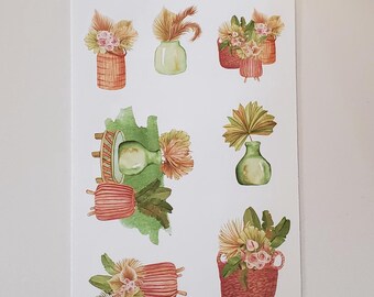 Boho Plants Sticker Sheet | Planner and Journal Stickers | Decoration Stickers | Matte Finish