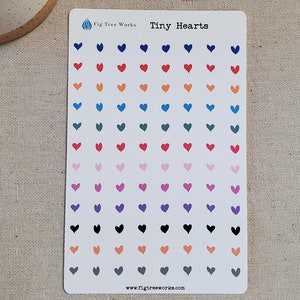 Tiny Hearts Sticker Sheet | Planner, Calendar and Journal Deco Stickers | Matte Finish