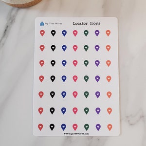 Locator Icon Stickers for Planners, Journals, Travel Scrapbooks | Travel Stickers, Destination Pin, Navigation Stickers | Matte Finish