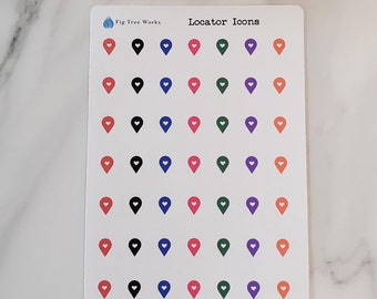 Locator Icon Stickers for Planners, Journals, Travel Scrapbooks | Travel Stickers, Destination Pin, Navigation Stickers | Matte Finish