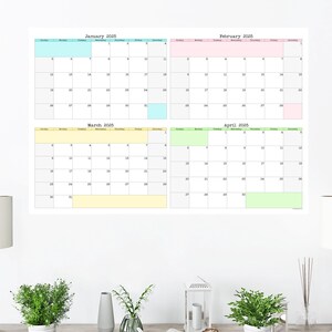 Large 4-month Wall Calendar Starting on Any Month | 36