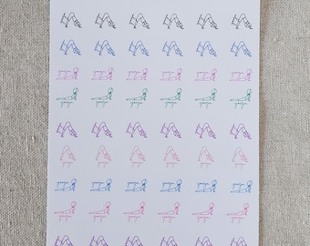 Yoga Planner Stickers  | Yoga Tracker Sheet, Kiss Cut, Matte Finish