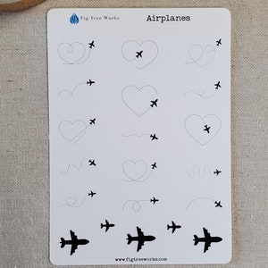 Airplane Stickers | Travel Deco Sticker Sheet for Calendars, Planners, Journals | Kiss Cut, Matte Finish