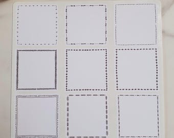 Small Thin Doodle Border Planner Box Stickers for Planners and Journals | Decoration Stickers | Style H