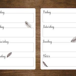 Two Page Undated Weekly Stickers Starts Sunday or Monday | Two Stickers Per Week | B5 (6.9&quot; x 9.8&quot;) | Feathers Design