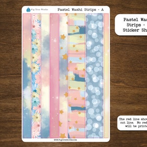 Pastel Washi Strips Sticker Sheet | Planner and Journal Washi Strips | Decoration Washi | Matte Finish | Style A