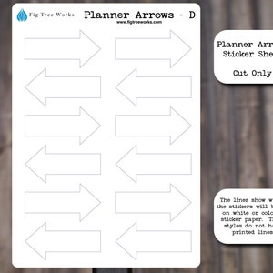 Planner Arrows Sticker Sheet | Planner and Journal Stickers | Decoration Stickers | Matte Finish | Style D | NO PRINTED BORDER